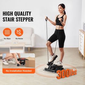 Stair Stepper, Mini Stepper for Exercise at Home, Hydraulic Fitness Twist Stepper with Resistance Bands, Full Body Workout Cardio Equipment (Stride Adjustable or Not: Yes, Motion Mode: Twisting Motion)
